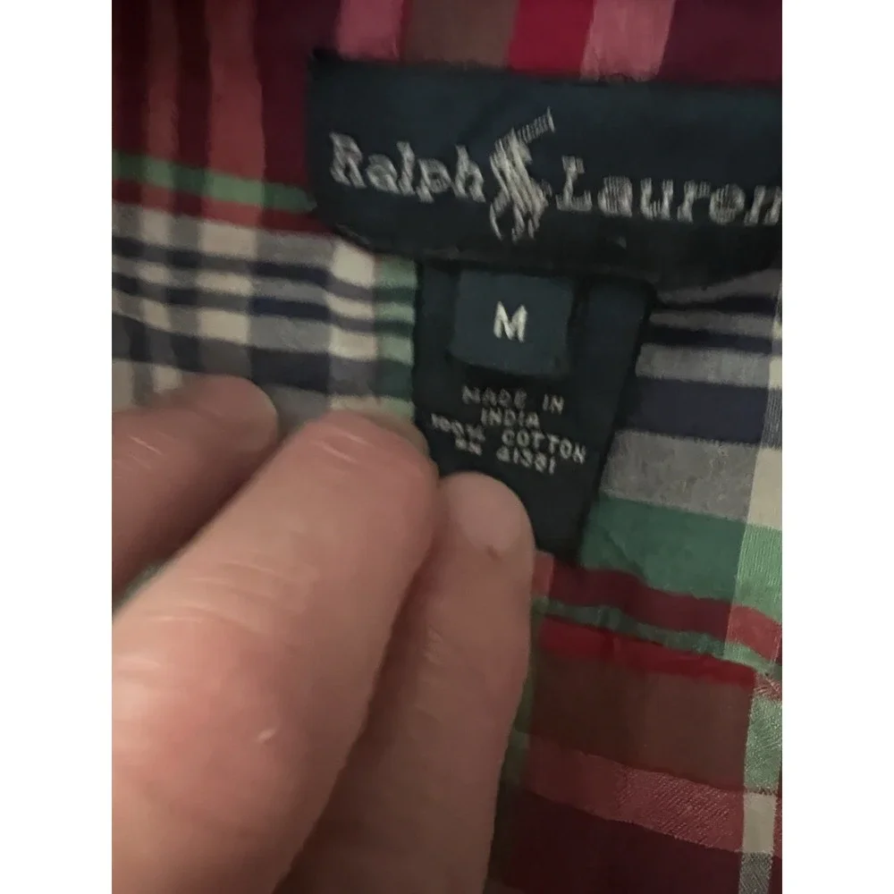 Ralph Lauren Boys Button Down Shirt‎ Short Sleeve Multicolored Plaid Size Medium